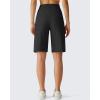 image:imageG4Free Ribbed Bermuda Shorts for Women 1011 High Waisted Crossover Shorts with Pockets for Workout Casual SummerBlack