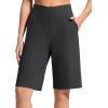 image:imageG4Free Ribbed Bermuda Shorts for Women 1011 High Waisted Crossover Shorts with Pockets for Workout Casual SummerBlack