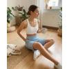 image:imageG4Free Ribbed Bermuda Shorts for Women 1011 High Waisted Crossover Shorts with Pockets for Workout Casual SummerBlue Willow