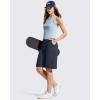 image:imageG4Free Ribbed Bermuda Shorts for Women 1011 High Waisted Crossover Shorts with Pockets for Workout Casual SummerDark Navy