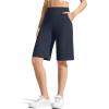 image:imageG4Free Ribbed Bermuda Shorts for Women 1011 High Waisted Crossover Shorts with Pockets for Workout Casual SummerDark Navy