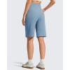 image:imageG4Free Ribbed Bermuda Shorts for Women 1011 High Waisted Crossover Shorts with Pockets for Workout Casual SummerDusty Blue