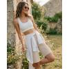 image:imageG4Free Ribbed Bermuda Shorts for Women 1011 High Waisted Crossover Shorts with Pockets for Workout Casual SummerLight Khaki