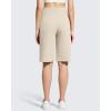 image:imageG4Free Ribbed Bermuda Shorts for Women 1011 High Waisted Crossover Shorts with Pockets for Workout Casual SummerLight Khaki