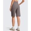 image:imageG4Free Ribbed Bermuda Shorts for Women 1011 High Waisted Crossover Shorts with Pockets for Workout Casual SummerTaupe