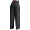 image:imageG4Free Ribbed Wide Leg Pants Women Breathable Stretchy Lightweight Cross Waist Yoga Pants with PocketsBlack