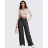 image:imageG4Free Ribbed Wide Leg Pants Women Breathable Stretchy Lightweight Cross Waist Yoga Pants with PocketsBlack