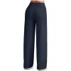 image:imageG4Free Ribbed Wide Leg Pants Women Breathable Stretchy Lightweight Cross Waist Yoga Pants with PocketsDark Navy