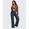 image:imageG4Free Ribbed Wide Leg Pants Women Breathable Stretchy Lightweight Cross Waist Yoga Pants with PocketsDark Navy