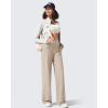 image:imageG4Free Ribbed Wide Leg Pants Women Breathable Stretchy Lightweight Cross Waist Yoga Pants with PocketsLight Khaki