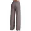 image:imageG4Free Ribbed Wide Leg Pants Women Breathable Stretchy Lightweight Cross Waist Yoga Pants with PocketsTaupe