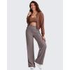 image:imageG4Free Ribbed Wide Leg Pants Women Breathable Stretchy Lightweight Cross Waist Yoga Pants with PocketsTaupe