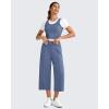 image:imageG4Free Smoofit Capri Pants for Women Wide Leg Yoga Pants High Waist Summer Travel Casual Pants with PocketsDenim Blue