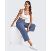 image:imageG4Free Smoofit Capri Pants for Women Wide Leg Yoga Pants High Waist Summer Travel Casual Pants with PocketsDenim Blue