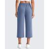 image:imageG4Free Smoofit Capri Pants for Women Wide Leg Yoga Pants High Waist Summer Travel Casual Pants with PocketsDenim Blue