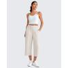 image:imageG4Free Smoofit Capri Pants for Women Wide Leg Yoga Pants High Waist Summer Travel Casual Pants with PocketsIvory