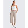 image:imageG4Free Smoofit Capri Pants for Women Wide Leg Yoga Pants High Waist Summer Travel Casual Pants with PocketsLight Khaki