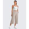 image:imageG4Free Smoofit Capri Pants for Women Wide Leg Yoga Pants High Waist Summer Travel Casual Pants with PocketsLight Khaki