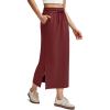 image:imageG4Free Smoofit Maxi Skirt for Women Modal Soft Drawstring Casual Long Skirts Side Slits Midi Lounge with 2 PocketsWine