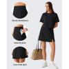 image:imageG4Free Smoofit Modal Soft Casual Skirts for Women  15 A Line Elastic High Waisted Cute Front Slit Work Skirt with PocketsBlack