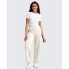 image:imageG4Free Smoofit Modal Soft Wide Leg Pants for Women Elastic Waist 78 Length Ankle Casual Dressy SweatpantsIvory