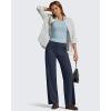 image:imageG4Free Womens Ribbed Knit Wide Leg Pants with Pockets Lightweight Stretchy Yoga Pants Casual LoungeDark Blue