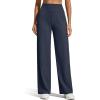 image:imageG4Free Womens Ribbed Knit Wide Leg Pants with Pockets Lightweight Stretchy Yoga Pants Casual LoungeDark Blue