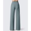 image:imageG4Free Womens Ribbed Knit Wide Leg Pants with Pockets Lightweight Stretchy Yoga Pants Casual LoungeGray Blue