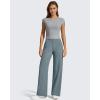 image:imageG4Free Womens Ribbed Knit Wide Leg Pants with Pockets Lightweight Stretchy Yoga Pants Casual LoungeGray Blue