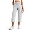 image:imageG4Free BareFeel High Stretch Capri Yoga Pants for Women Soft Wide Leg Pants High Waist Casual Capris with Pockets 212325Light Gray