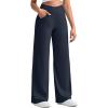 image:imageG4Free Ribbed Wide Leg Pants Women Breathable Stretchy Lightweight Cross Waist Yoga Pants with PocketsDark Navy