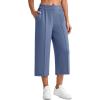 image:imageG4Free Smoofit Capri Pants for Women Wide Leg Yoga Pants High Waist Summer Travel Casual Pants with PocketsDenim Blue