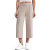 image:imageG4Free Smoofit Capri Pants for Women Wide Leg Yoga Pants High Waist Summer Travel Casual Pants with PocketsLight Khaki