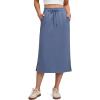 image:imageG4Free Smoofit Maxi Skirt for Women Modal Soft Drawstring Casual Long Skirts Side Slits Midi Lounge with 2 PocketsDenim Blue