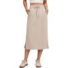 image:imageG4Free Smoofit Maxi Skirt for Women Modal Soft Drawstring Casual Long Skirts Side Slits Midi Lounge with 2 PocketsLight Khaki