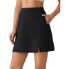 image:imageG4Free Smoofit Modal Soft Casual Skirts for Women  15 A Line Elastic High Waisted Cute Front Slit Work Skirt with PocketsBlack
