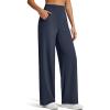 image:imageG4Free Womens Ribbed Knit Wide Leg Pants with Pockets Lightweight Stretchy Yoga Pants Casual LoungeDark Blue