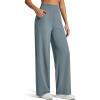 image:imageG4Free Womens Ribbed Knit Wide Leg Pants with Pockets Lightweight Stretchy Yoga Pants Casual LoungeGray Blue