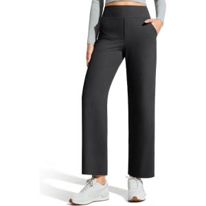 image:imageG4Free Ribbed Ankle Pants for Women 78 Length Wide Leg Yoga Pants with Pockets Casual TravelBlack