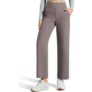 image:imageG4Free Ribbed Ankle Pants for Women 78 Length Wide Leg Yoga Pants with Pockets Casual TravelTaupe