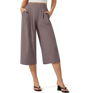 image:imageG4Free ShiftReady Capri Pants for Women 18  Pull On Wide Leg Dressy Pants Casual PantsTravel Dress Work SummerTaupe