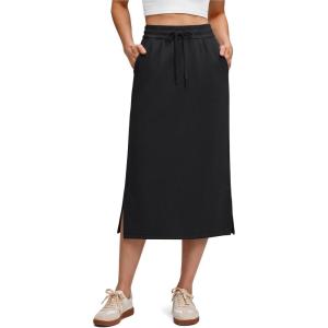 image:imageG4Free Smoofit Maxi Skirt for Women Modal Soft Drawstring Casual Long Skirts Side Slits Midi Lounge with 2 PocketsBlack