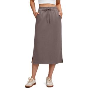 image:imageG4Free Smoofit Maxi Skirt for Women Modal Soft Drawstring Casual Long Skirts Side Slits Midi Lounge with 2 PocketsTaupe