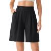 image:imageG4Free ShiftReady Shorts for Women Dressy Casual 7  High Waisted Wide Leg Pleated Shorts with PocketsBlack Pinstripe