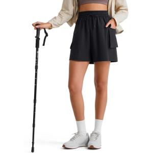 image:imageG4Free Cargo Shorts Women 4 Lightweight Drawstring Waist Water Resistant Outdoor Hiking Shorts with PocketsBlack