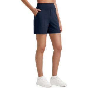image:imageG4Free EverGoing Womens Wide Leg Shorts High Waisted 4  5Casual Comfy Shorts with Pockets for Yoga Workout LoungeDark Navy