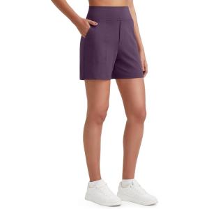 image:imageG4Free EverGoing Womens Wide Leg Shorts High Waisted 4  5Casual Comfy Shorts with Pockets for Yoga Workout LoungeGrape Purple