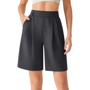 image:imageG4Free ShiftReady Shorts for Women Dressy Casual 7  High Waisted Wide Leg Pleated Shorts with PocketsBlack