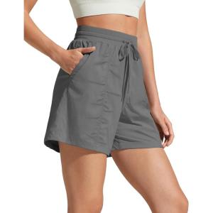 image:imageG4Free Workout Shorts Women 4 High Waisted Lightweight Shorts with Pockets for Hiking Running Casual OutdoorWood Gray