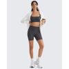 image:imageG4Free BareFeel Adjustable Spaghetti Straps Sports Bras Women  Scoop Neck Casual Yoga Crop Top Non PaddedDark Gray